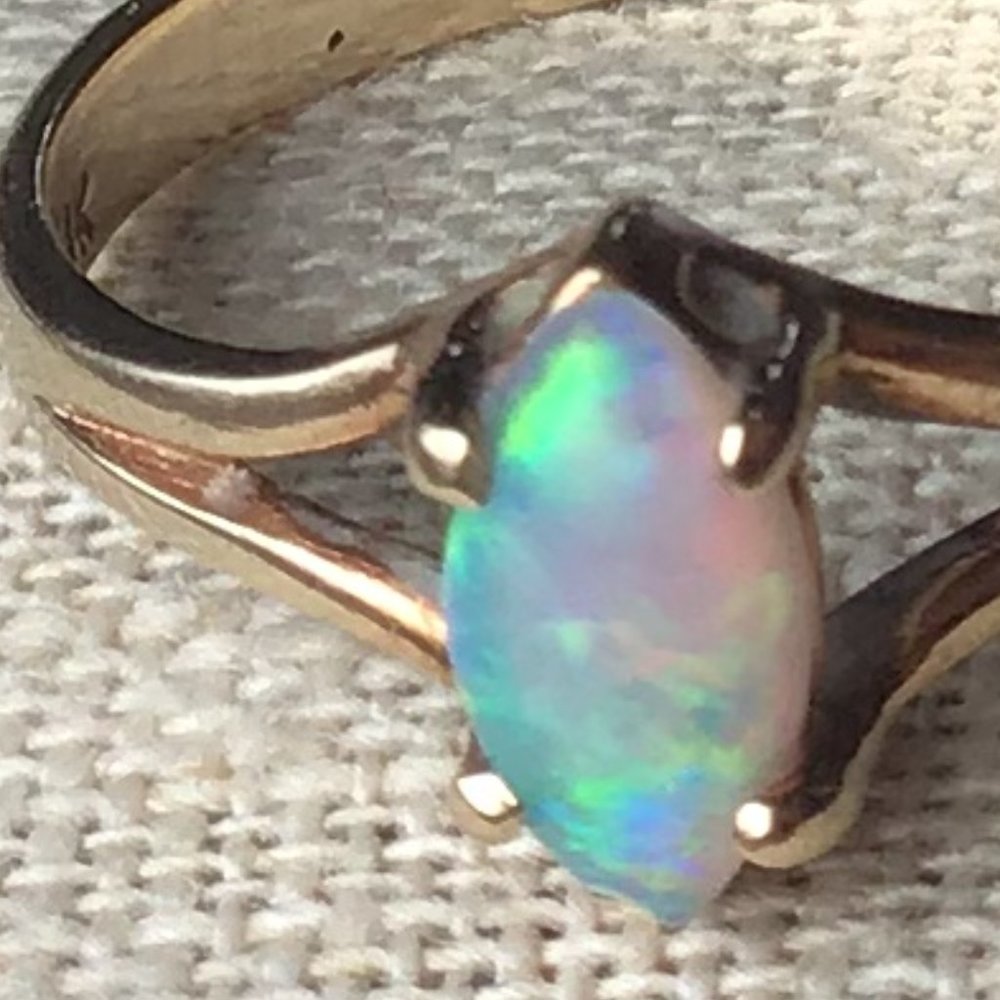 10K Gold & Natural Opal Vintage Ring - KSK - Picture 12 of 16